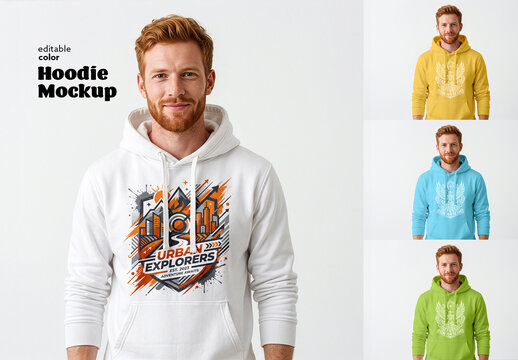 Hoodie Mockup in 4 color versions