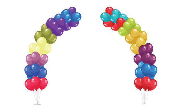 Colorful balloon arch decoration set for birthday party and grand opening celebration vector illustration isolated on white background