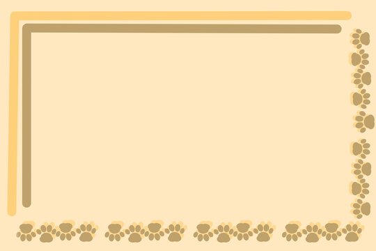 Pet-themed beige background with brown and yellow borders and repeating paw prints along the edges, ideal for dog and cat cards, announcements, photo frames, invitations, and digital scrapbooking.