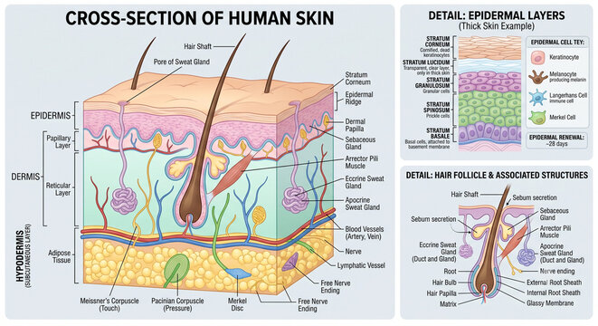 Microscopic Structure of the Skin and Appendages