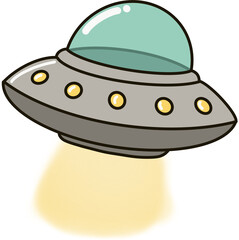 Cute Flying UFO Spaceship Beam Vector Illustration © 지아 임