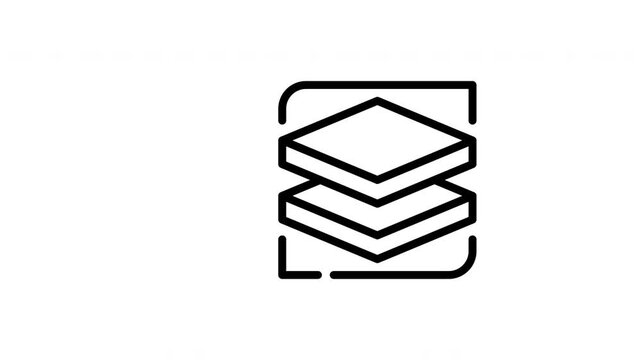 Data layered icon with a border design perfect for branding, web design, app development. Versatile element for various creative projects.
