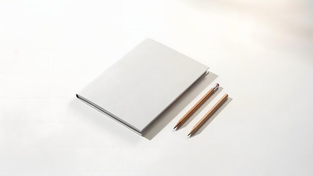 Minimalist fresh semester concept with blank notebook and wooden pencil &ndash; Great for minimalist background design, creative writing concepts, or academic planners.