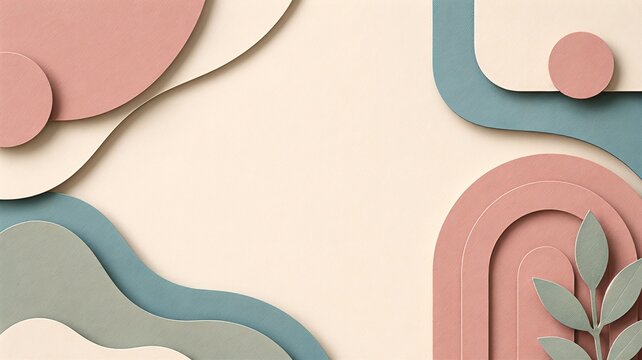 Abstract paper cut background with modern pastel shapes and technology concept
