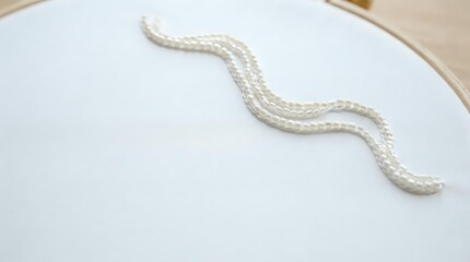 Fototapeta premium White twisted rope or cord arranged in a wavy S-shape on a clean