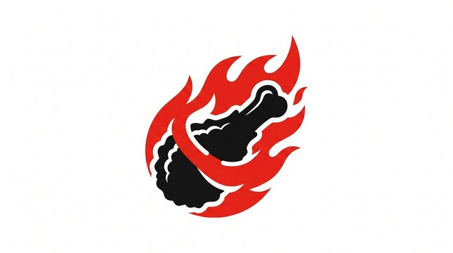 vector illustration of a fire fried chicken