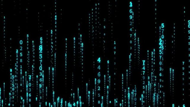 Abstract Digital Matrix Code Stream Rising on Black Background