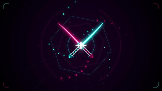 Futuristic Cyber Katana Sword Cross Neon HUD