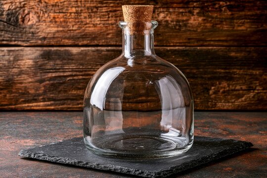 Transparent product display, on a neutral surface with soft studio light and clean shadows