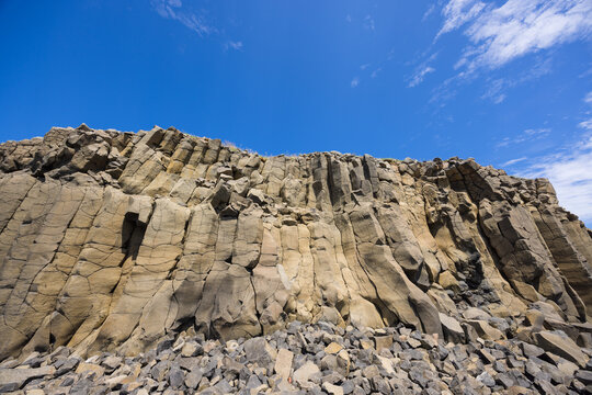 Penghu sunny day view of basalt rock columns