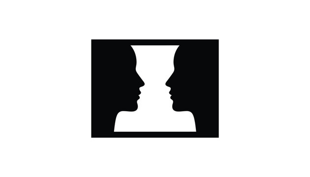 Rubin vase optical illusion demonstrating two silhouetted human profiles facing each other to create a white chalice.
