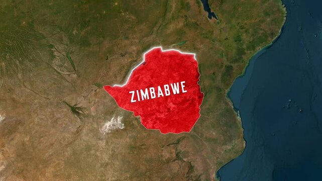 Animated map zoom into zimbabwe location footage clip