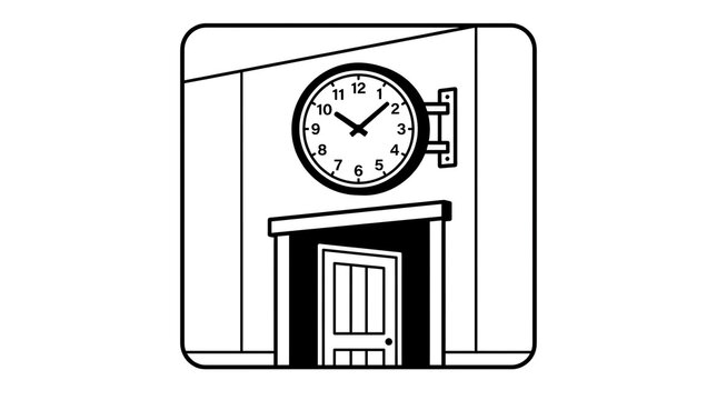 Classic school wall clock above a doorway, illustrating a timeless academic setting.