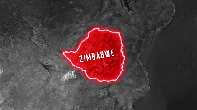 Zimbabwe highlighted on earth map showing animated flag reveal motion clip
