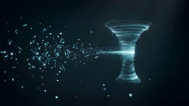 Particle swarm forming organized vortex &ndash; Perfect for data organization, AI, or complexity.