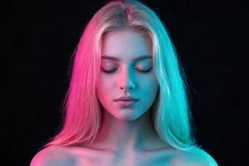 Fototapeta premium Modern Neon-Lit Artistic Portrait Photography