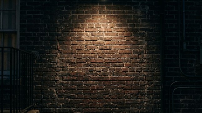 Dark Brick Wall Spotlighted