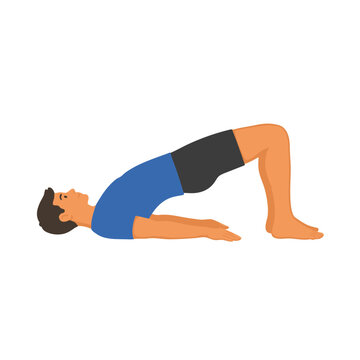 man performing yoga bridge pose for a healthy spine and core strength vector 