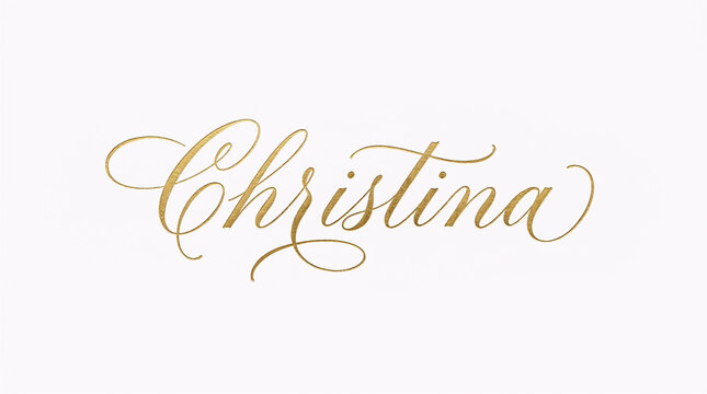 Elegant handwritten calligraphy of the name Christina in gold script on a clean white background