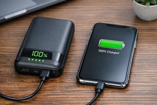 A cell phone and charger on a flat surface