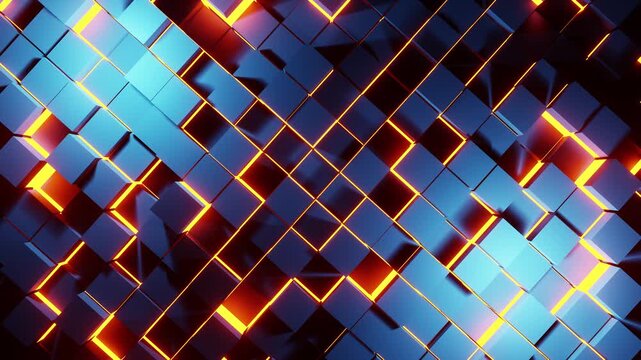 Metal blue with yellow neon rhombus VJ loop background animation