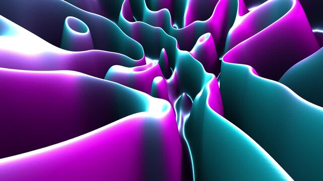 Liquid mountains background with cyan and pink VJ loop animation