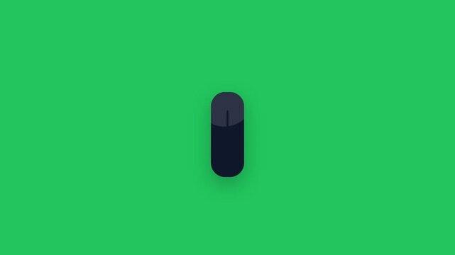 Minimalist animation of a black umbrella opening and closing on a green background.