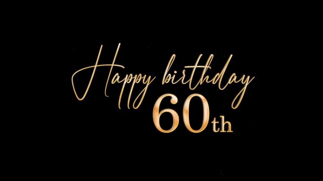 Beautiful Golden Banner Congratulations Happy 60th Birthday, Sixty, Congratulations with Golden Particles, Transparent Background