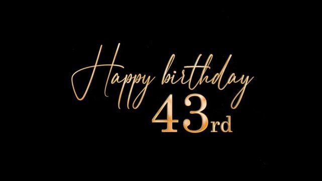 Beautiful Golden Banner Happy 43rd Birthday, forty three, congratulations with golden particles, transparent background