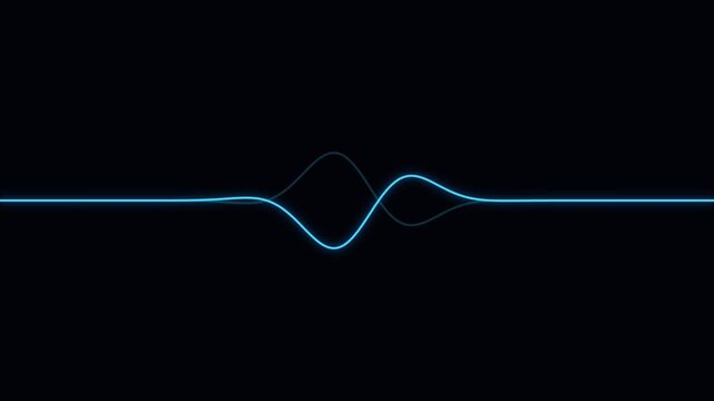 Glowing blue neon sound wave pulse abstract background, for digital audio, and technology concepts