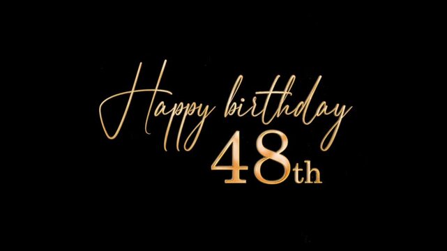 Beautiful Golden Banner Happy 48th Birthday, forty eight, congratulations with golden particles, transparent background