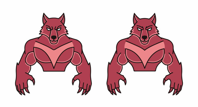 Muscular Anthropomorphic Red Wolf Illustration