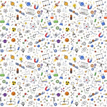 seamless pattern of physics items 