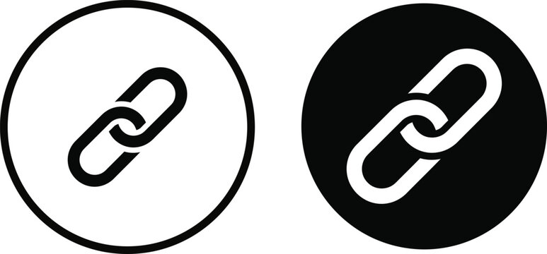 Black link chain icon set in two styles