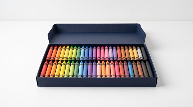 Vibrant crayon box with assorted colors for creative projects