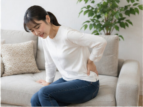 腰痛,腰の痛み,腰,背中,慢性腰痛,急性腰痛,ぎっくり腰,坐骨神経痛,椎間板ヘルニア,腰椎,腰椎症,腰部,痛み,筋肉痛,肩こり,姿勢,猫背,デスクワーク,長時間座る,立ち仕事,運動不足,ストレッチ,マッサージ,整体,整骨院,接骨院,整形外科,リハビリ,理学療法,理学療法士,医師,患者,日本人男性,日本人女性,中高年,シニア,健康,ヘルスケア,セルフケア,腰痛対策,腰痛予防,コルセット,湿布,運動,
