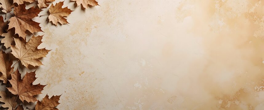 Warm Autumn Leaves Background with Elegant Neutral Copy Space