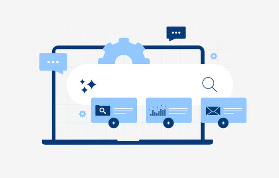 AI tool integration connects chat assistants with services for search, analytics and email. MCP-enabled workflows extend agent capabilities with automation and connected data vector illustration.