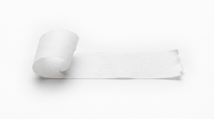 Obraz premium A single roll of white medical gauze bandage isolated on a clean white background for first aid treatment and wound care in a clinical setting