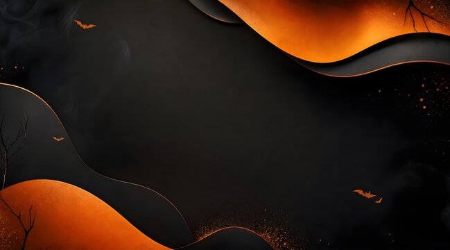 dark halloween background with black and orange abstract decorative shapes