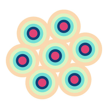 Pastel circles glow softly with bold inner centers. abstract colorful circles