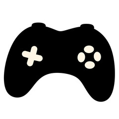 Simple black game controller with cream-colored buttons. video game controller icon © Bigeyes