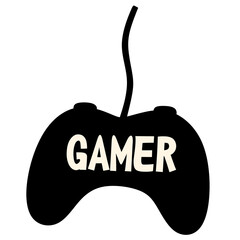 Black game controller with bold "GAMER" text © Bigeyes
