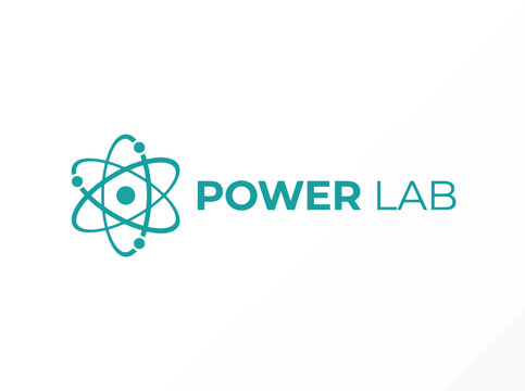 Power Lab logo with atomic symbol and text.