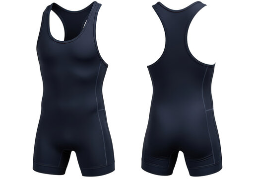 Black wrestling singlet uniform for sport athletes isolated on transparent background