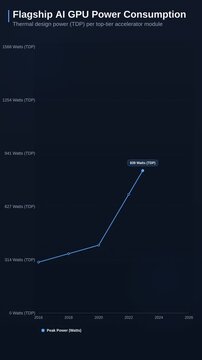 Flagship AI GPU Power Consumption Dark Line Chart 4K Motion Graphic