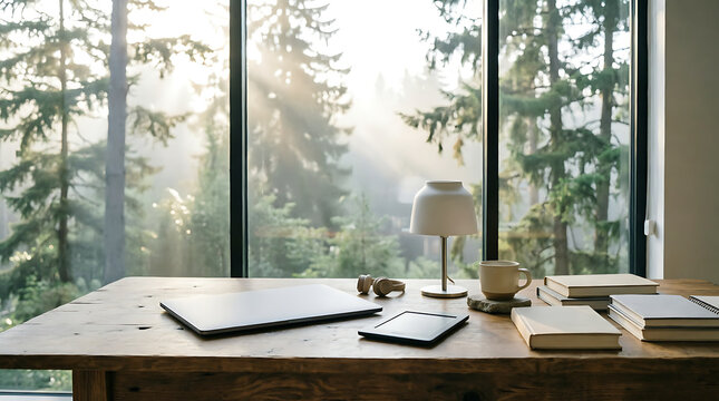 Modern Office Interior with Stylish Desk, Contemporary Workspace Design and Professional Room for Business and Productivity