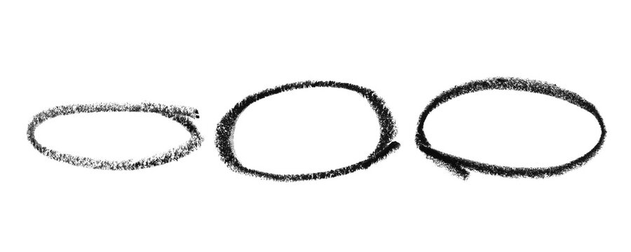 Three hand drawn charcoal circles on a textured paper surface Background