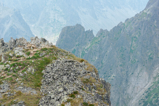 carpathians lomnicky stit peak high tatras mountains rock formation majestic alpine landscape nature adventure background with copy space for banner design concept of travel, tourism, environment