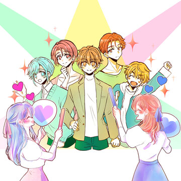 アイドルグループ　5人組　ライト　キラキラ　ファン